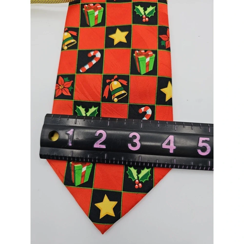 Keith Daniels Christmas Holiday Necktie Red Gift Candy Cane Wide Poly